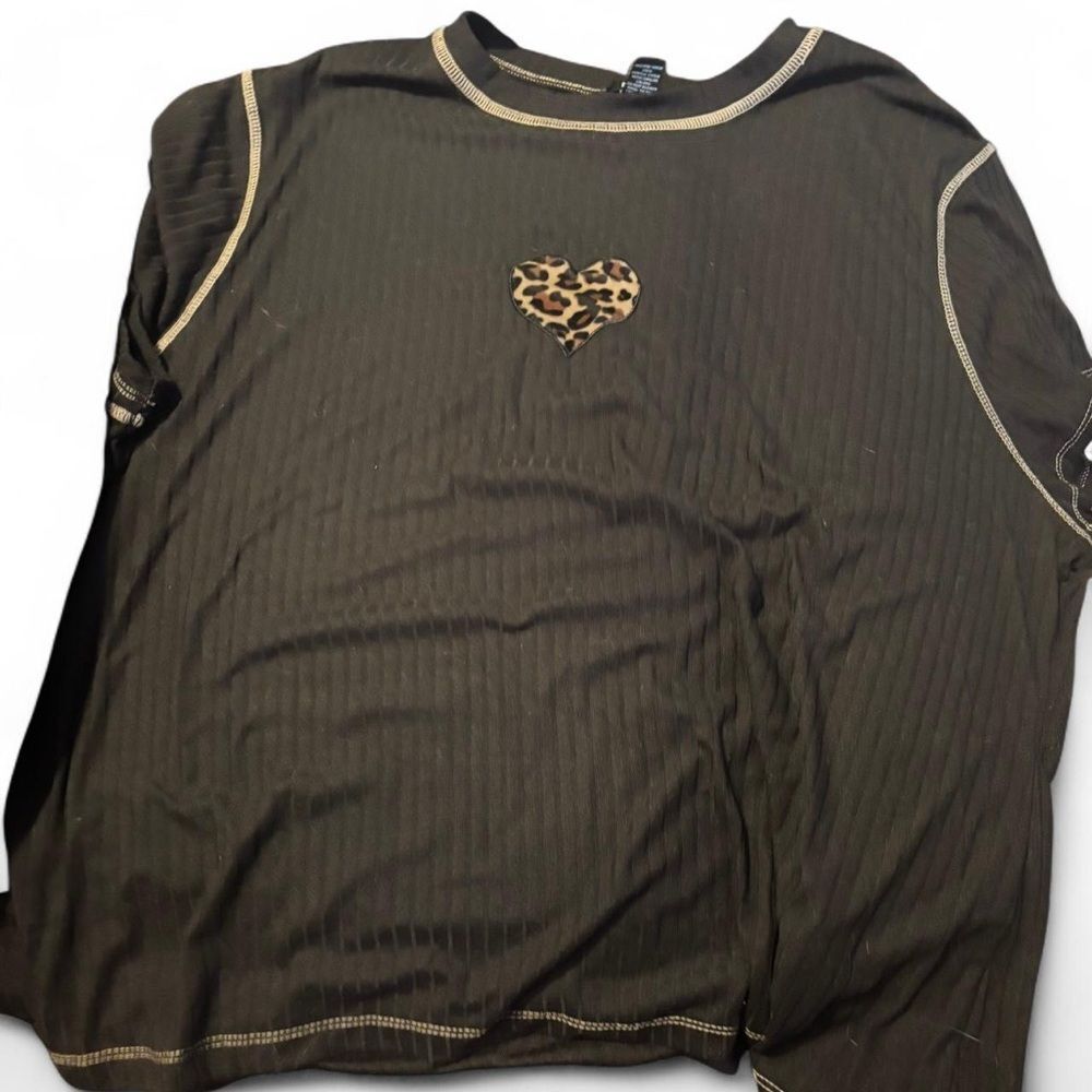rue+ Brown Leopard Print Heart Tee women's 3x